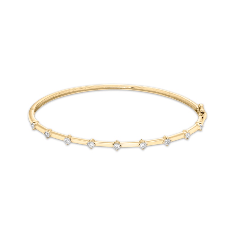 Main Image 1 of Diamond Station Bangle Bracelet 1/6 ct tw 10K Yellow Gold