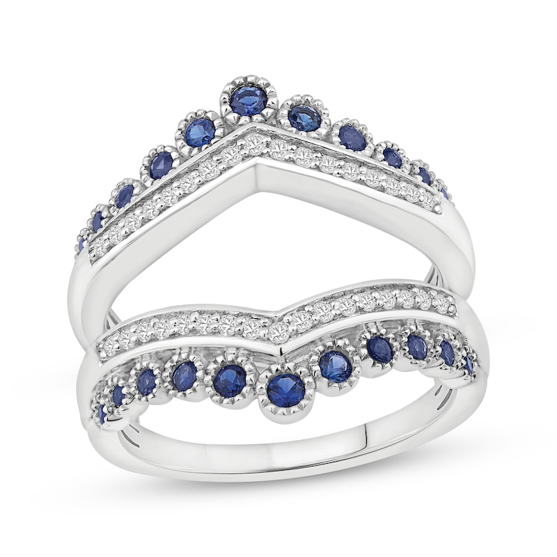 Blue Sapphire & Diamond Enhancer Ring 1/5 ct tw 14K White Gold