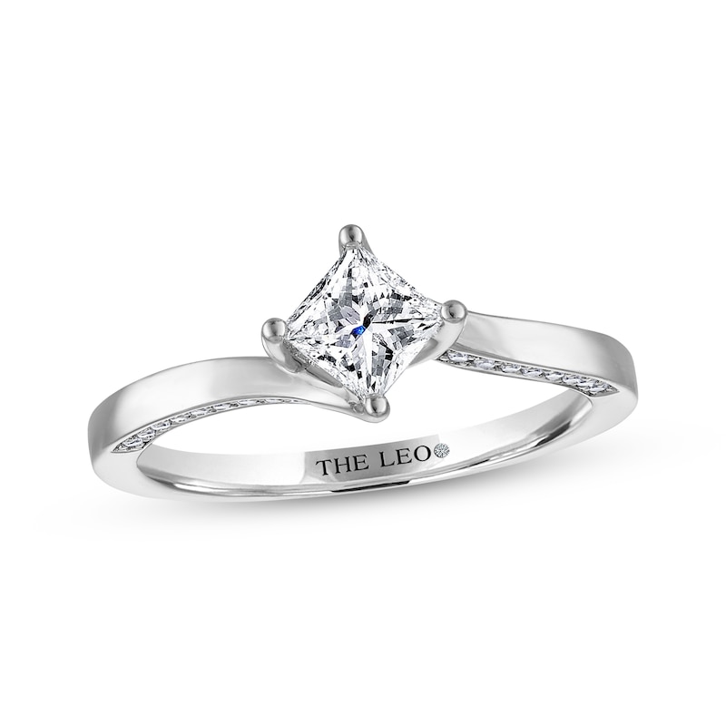 Main Image 1 of THE LEO Diamond Princess-Cut Twist Engagement Ring 5/8 ct tw 14K White Gold