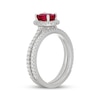 Thumbnail Image 2 of Neil Lane Oval-Cut Natural Ruby & Diamond Bridal Set 5/8 ct tw 14K White Gold