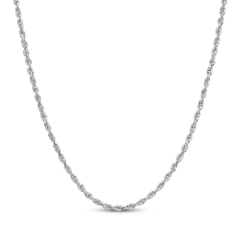 Main Image 1 of Solid Glitter Rope Chain Necklace 3mm 14K White Gold 18&quot;