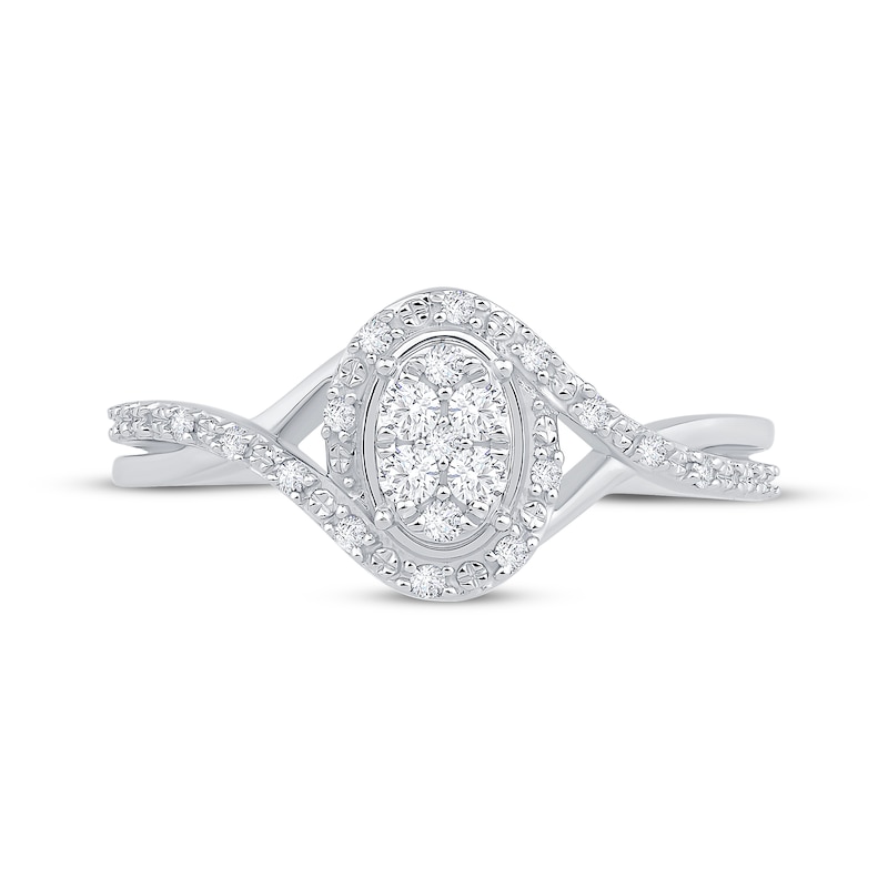 Main Image 3 of Diamond Oval Frame Bypass Promise Ring 1/5 ct tw Sterling Silver