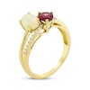 Thumbnail Image 2 of Toi et Moi Oval-Cut Opal & Pear-Shaped Rhodolite Garnet Ring 1/10 ct tw Diamonds 10K Yellow Gold