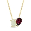 Thumbnail Image 1 of Toi et Moi Oval-Cut Opal & Pear-Shaped Rhodolite Garnet Necklace 10K Yellow Gold 18&quot;