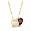 Thumbnail Image 2 of Toi et Moi Oval-Cut Opal & Pear-Shaped Rhodolite Garnet Necklace 10K Yellow Gold 18&quot;