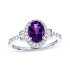 Thumbnail Image 1 of Oval-Cut Amethyst & White Lab-Created Sapphire Halo Ring Sterling Silver