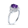 Thumbnail Image 2 of Oval-Cut Amethyst & White Lab-Created Sapphire Halo Ring Sterling Silver