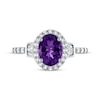 Thumbnail Image 3 of Oval-Cut Amethyst & White Lab-Created Sapphire Halo Ring Sterling Silver