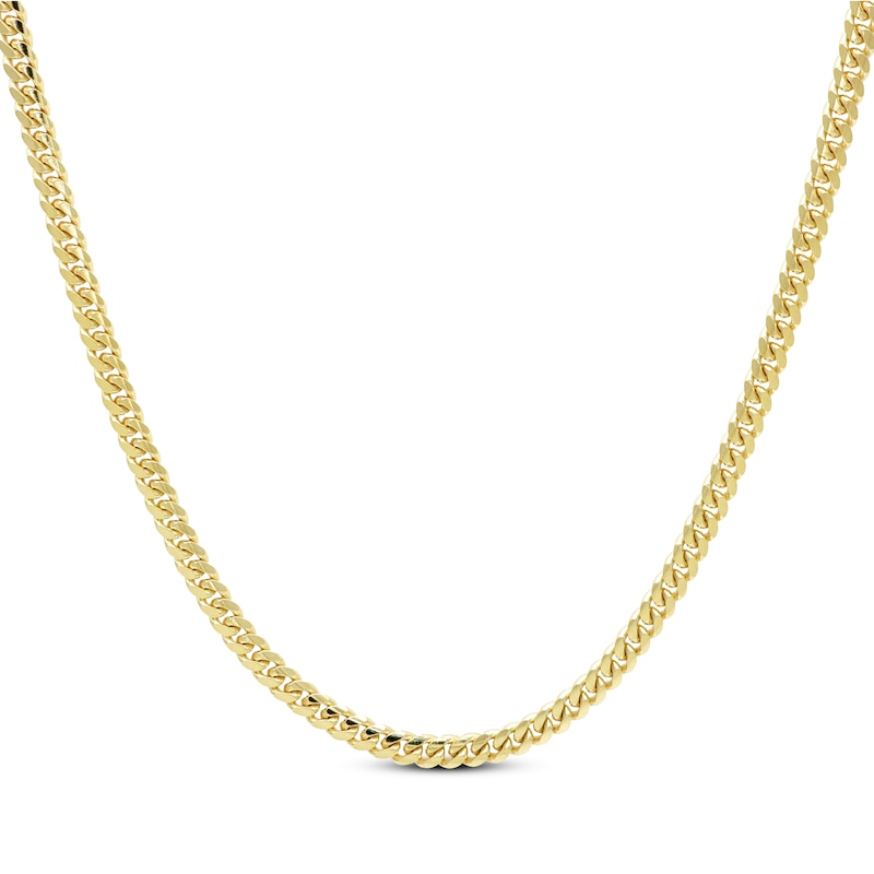 Solid Cuban Curb Necklace 3.3mm 14K Yellow Gold 20"