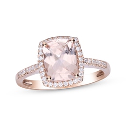 Cushion-Cut Morganite & Diamond Ring 1/6 ct tw 14K Rose Gold