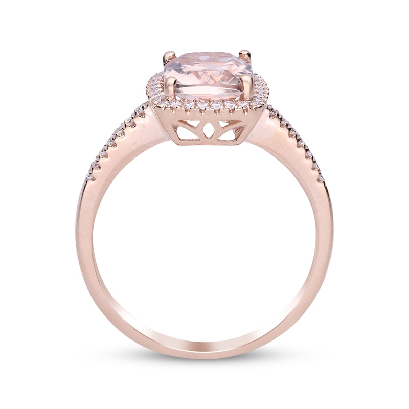 Main Image 3 of Cushion-Cut Morganite & Diamond Ring 1/6 ct tw 14K Rose Gold