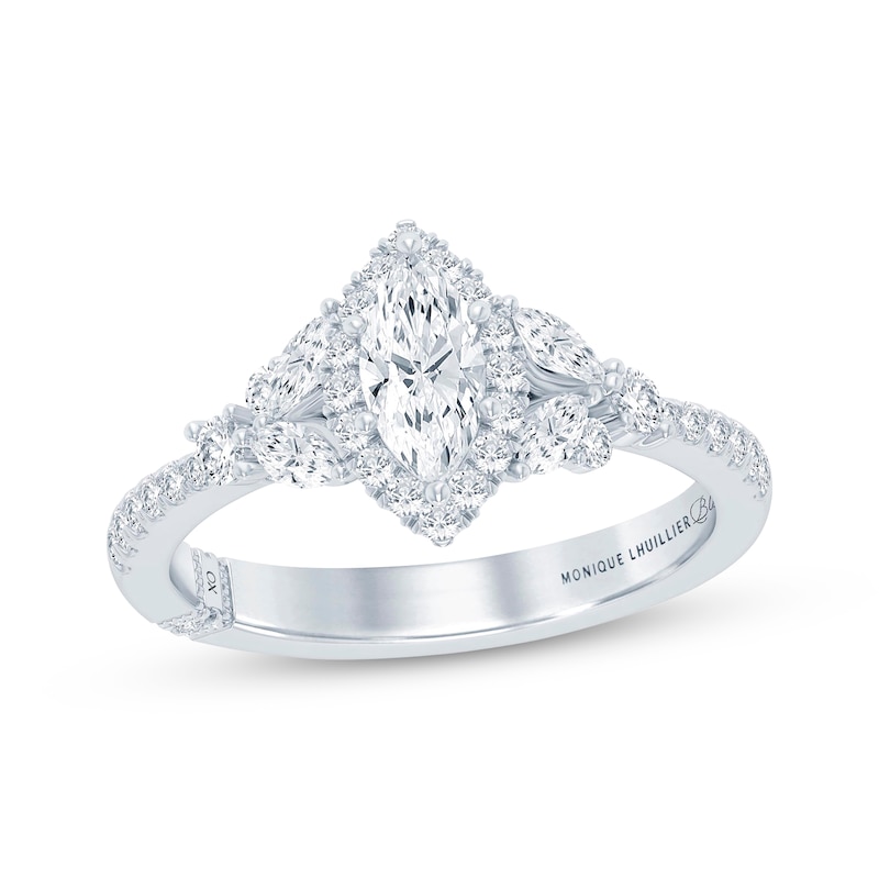 Main Image 1 of Monique Lhuillier Bliss Diamond Engagement Ring 1-1/8 ct tw Marquise & Round-cut 18K White Gold