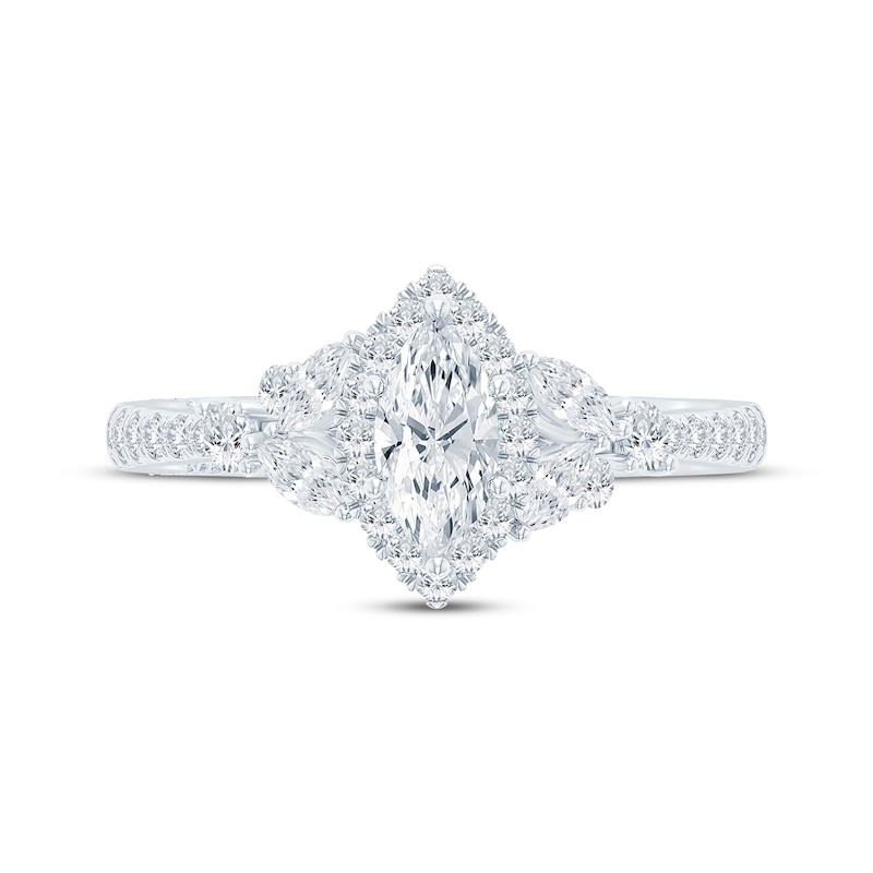 Main Image 4 of Monique Lhuillier Bliss Diamond Engagement Ring 1-1/8 ct tw Marquise & Round-cut 18K White Gold