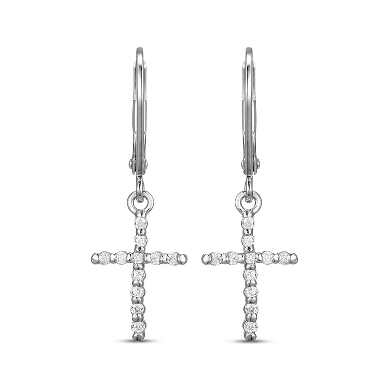 Main Image 2 of Diamond Cross Dangle Earrings 1/5 ct tw Sterling Silver