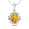 Thumbnail Image 1 of Oval-Cut Citrine & White Lab-Created Sapphire Starburst Necklace Sterling Silver 18&quot;