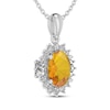 Thumbnail Image 2 of Oval-Cut Citrine & White Lab-Created Sapphire Starburst Necklace Sterling Silver 18&quot;