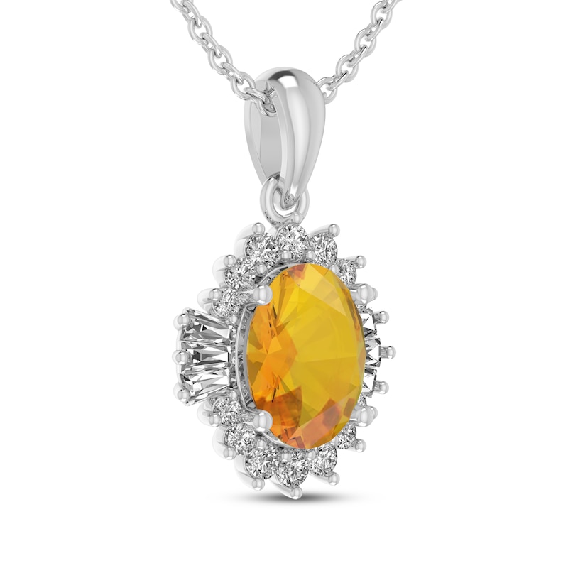 Main Image 2 of Oval-Cut Citrine & White Lab-Created Sapphire Starburst Necklace Sterling Silver 18&quot;