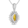 Thumbnail Image 3 of Oval-Cut Citrine & White Lab-Created Sapphire Starburst Necklace Sterling Silver 18&quot;