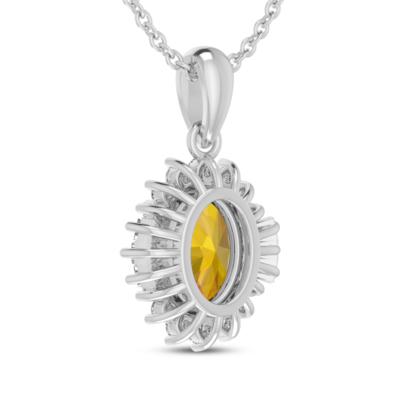 Main Image 3 of Oval-Cut Citrine & White Lab-Created Sapphire Starburst Necklace Sterling Silver 18&quot;