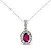 Thumbnail Image 1 of Oval-Cut Natural Ruby & Diamond Necklace 1/10 ct tw 10K White Gold 18&quot;