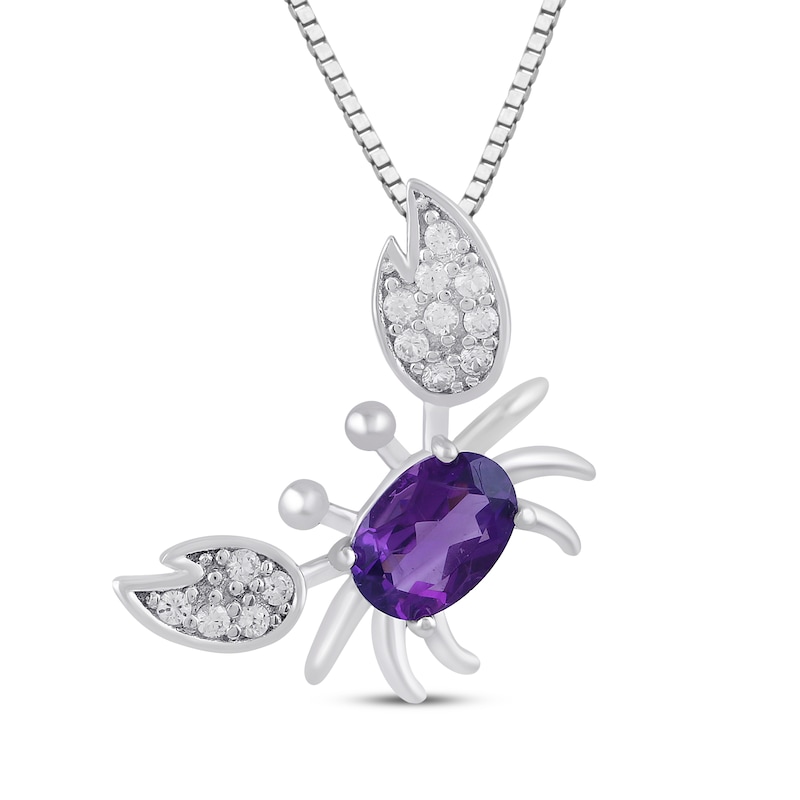 Oval-Cut Amethyst & White Lab-Created Sapphire Crab Necklace Sterling Silver 18"