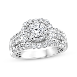 Adore Round-Cut Diamond Double Halo Engagement Ring 1-1/2 ct tw 14K White Gold