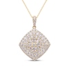 Thumbnail Image 0 of Pear-Shaped & Round-Cut Diamond Tilted Cushion Necklace 3-1/8 ct tw 14K Yellow Gold 18"