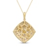 Thumbnail Image 2 of Pear-Shaped & Round-Cut Diamond Tilted Cushion Necklace 3-1/8 ct tw 14K Yellow Gold 18"