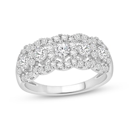 Lab-Grown Diamonds by KAY Scalloped Three-Row Anniversary Ring 1 ct tw 10K White Gold