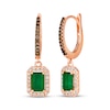 Thumbnail Image 0 of Le Vian Emerald-Cut Emerald Hoop Drop Earrings 1/3 ct tw Diamonds 14K Strawberry Gold®