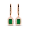 Thumbnail Image 1 of Le Vian Emerald-Cut Emerald Hoop Drop Earrings 1/3 ct tw Diamonds 14K Strawberry Gold®