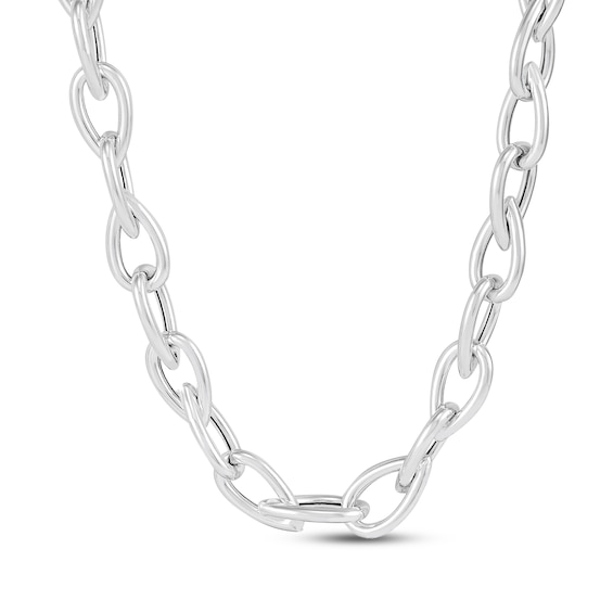 Hollow Pear-Shaped Link Chain Necklace Sterling Silver 18"