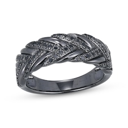 Men's Black Diamond Woven Ring 1/2 ct tw Gunmetal-Plated Sterling Silver