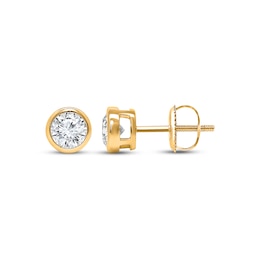 Lab-Grown Diamonds by KAY Round-Cut Bezel-Set Solitaire Stud Earrings 1 ct tw 14K Yellow Gold (F/VS2)