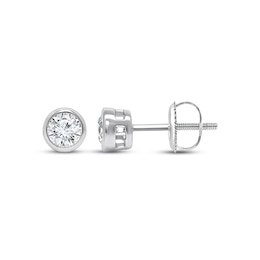 Lab-Grown Diamonds by KAY Round-Cut Bezel-Set Solitaire Stud Earrings 1/2 ct tw 14K White Gold (F/VS2)