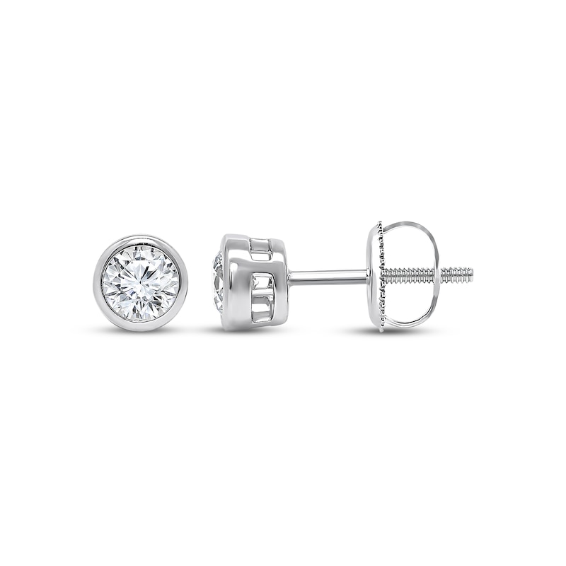 Main Image 1 of Lab-Grown Diamonds by KAY Round-Cut Bezel-Set Solitaire Stud Earrings 1/2 ct tw 14K White Gold (F/VS2)