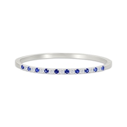 Blue & White Lab-Created Sapphire Bangle Bracelet Sterling Silver