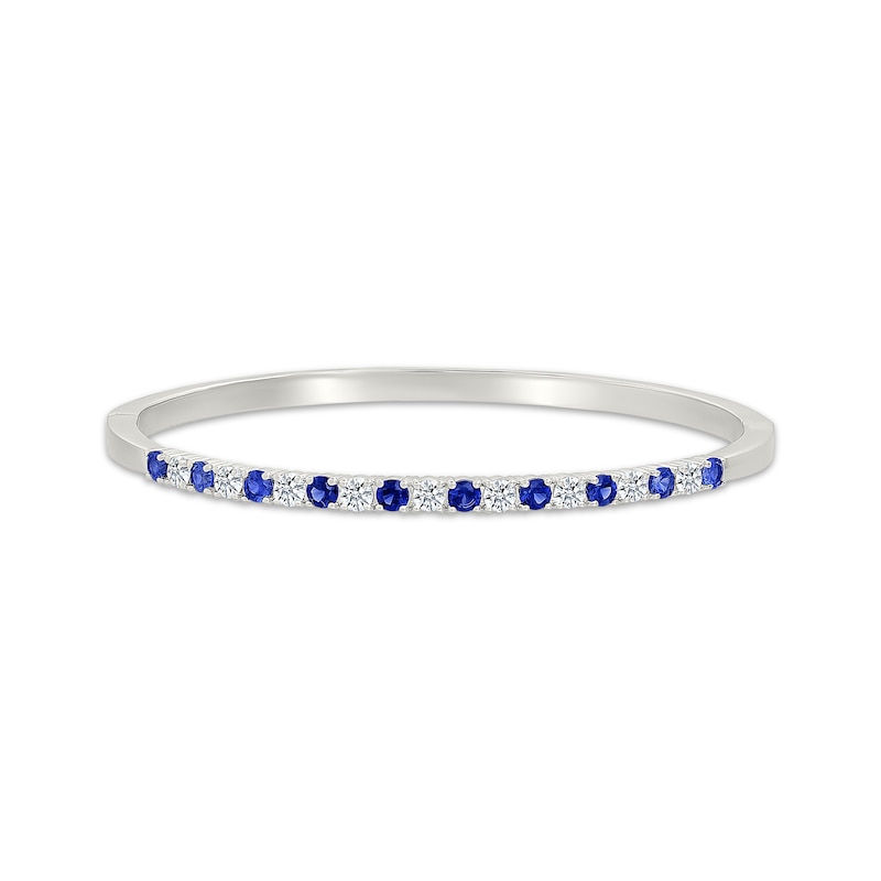 Main Image 1 of Blue & White Lab-Created Sapphire Bangle Bracelet Sterling Silver