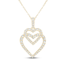 Lab-Grown Diamonds by KAY Overlapping Double Heart Necklace 1/2 ct tw 14K Yellow Gold 18&quot;