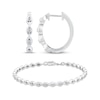 Thumbnail Image 1 of Diamond Curve Link Bracelet & Hoop Earrings Set 1/4 ct tw Sterling Silver