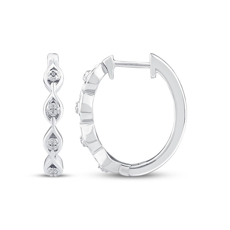 Main Image 2 of Diamond Curve Link Bracelet & Hoop Earrings Set 1/4 ct tw Sterling Silver