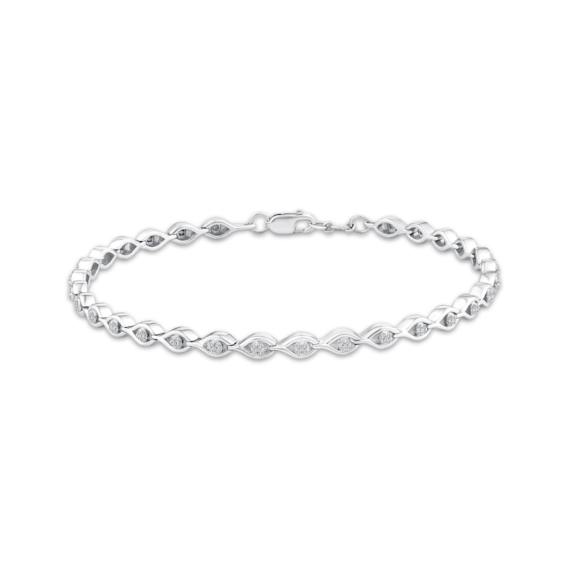 Main Image 3 of Diamond Curve Link Bracelet & Hoop Earrings Set 1/4 ct tw Sterling Silver