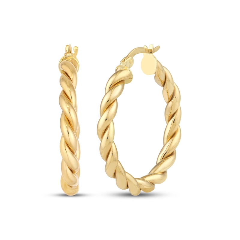 Main Image 1 of Rope Twist Hoop Earrings 14K Yellow Gold 31mm