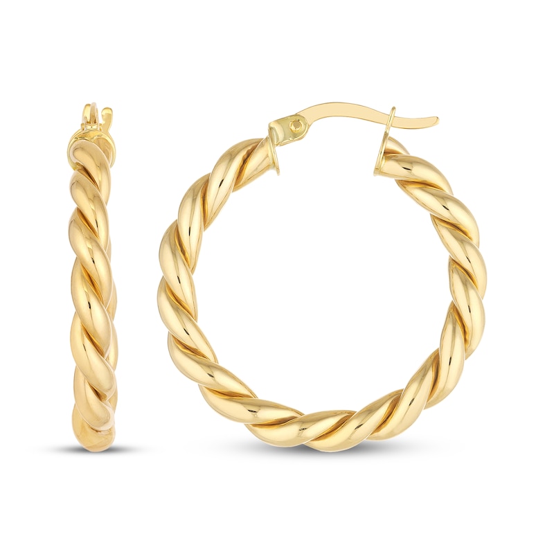 Main Image 3 of Rope Twist Hoop Earrings 14K Yellow Gold 31mm