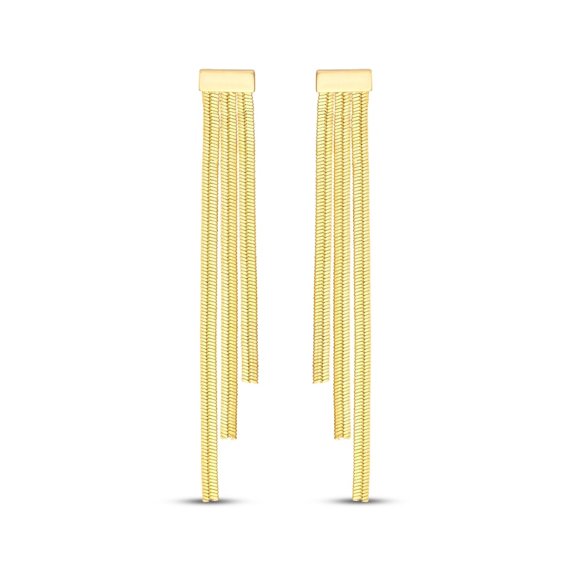 Main Image 2 of Staggered Three-Row Chain Drop Earrings 14K Yellow Gold