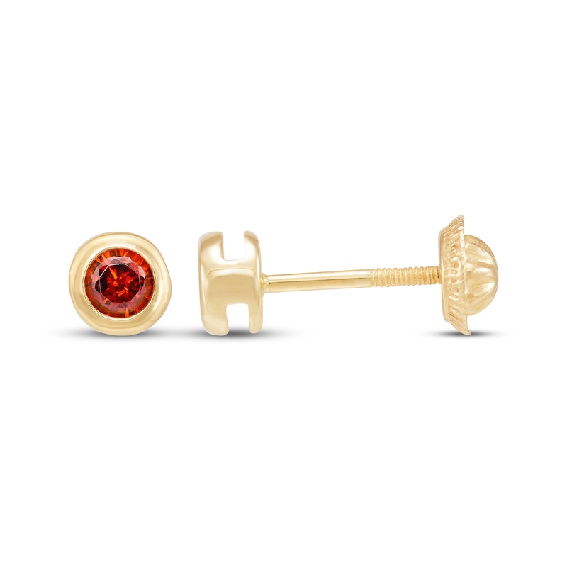 Main Image 3 of Children's Round-Cut Garnet Stud Earrings 14K Yellow Gold