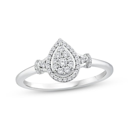 Multi-Diamond Pear-Shaped Promise Ring 1/5 ct tw Sterling Silver