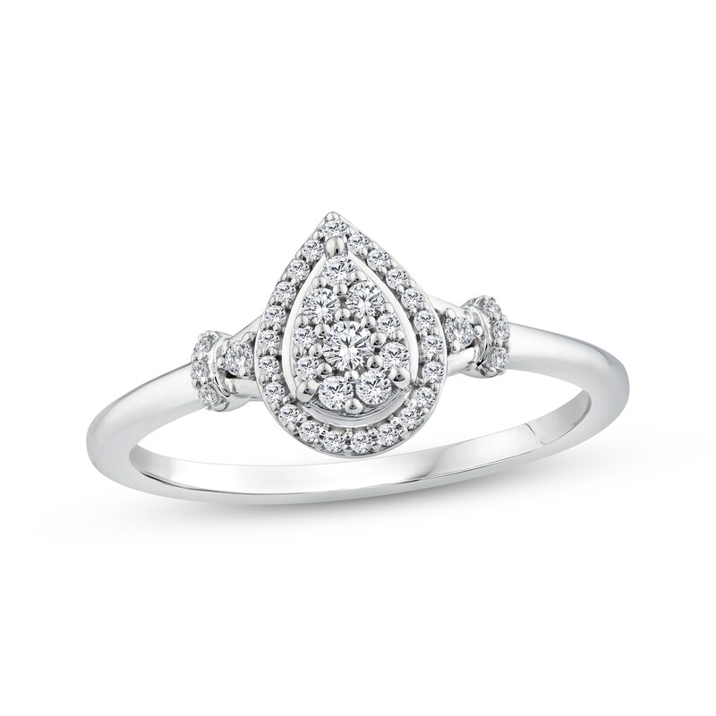 Main Image 1 of Multi-Diamond Pear-Shaped Promise Ring 1/5 ct tw Sterling Silver