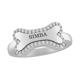 Dog Bone Ring with Lab-Created White Sapphires