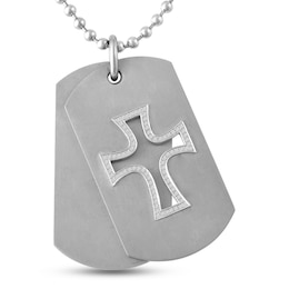 1/4 ct tw. Diamond Dog Tag Cross Necklace